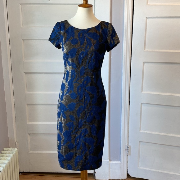 Adriana Papell Metallic Jacquard Sheath Dress, Size 6 - Picture 5 of 17